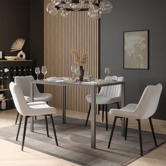 Vicco Set De Mesa De Comedor Grand, Gris, 120 X 70 Cm Con 4 Sillas (beige), Vicco