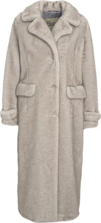 Herno Jas in gem&ecirc;leerd alternatief nertsbont - Dames - Mantel - Grijs - XL - Leer - Jassen