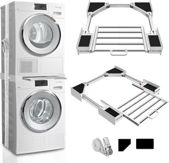 OEM 1. Bastidor De Conexi&oacute;n, Acero Laminado En Fr&iacute;o, Toallero Extensible, Ancho 53-68 Cm, Para Lavadora Y Secadora