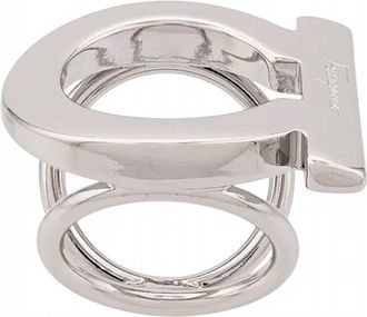 Ferragamo Womens Gancini Scarf Ring In Silver