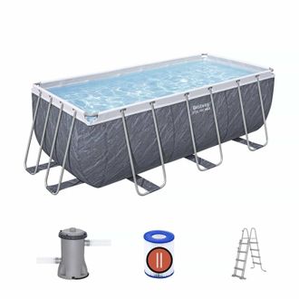 Bestway Piscina Desmontable Tubular Bestway Steel Pro Max Rectangular 412 X 201 X 122 Cm Con Depuradora De Cartucho 2.006 L/h Y Escalera Color Gris Efecto M&aacute;r