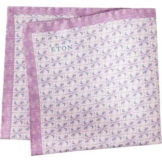 Eton Pink Floral Silk Pocket Square in Medium Pink at Nordstrom