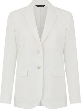 Brooks Brothers Effen Linnen Blazer - Dames - Blazers - Wit - 2XS - Linnen - Jassen