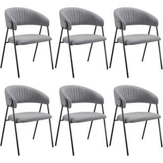 TecTake Dining Chair Bedano Set Of 6 - Grey | Size: 6 Pack