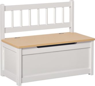 OEM Ba&uacute;l Para Juguetes Banco Almacenaje Para Ni&ntilde;os Con Respaldo Y Tapa Amortiguadora Carga 40 Kg Para Salas De Juego Dormitorio 60x30x50 Cm Blanco