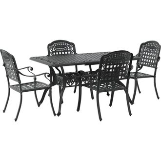 vidaXL Juego De Comedor De Jard&iacute;n De 5 Piezas Negro De Aluminio Fundido Vidaxl