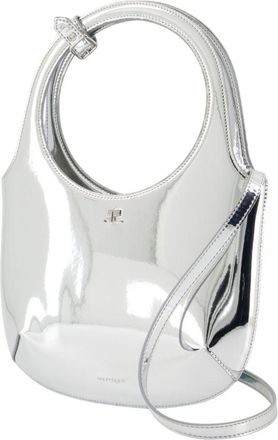 Courr&egrave;ges Womens Metallic Synthetic Shoulder Bag Silver