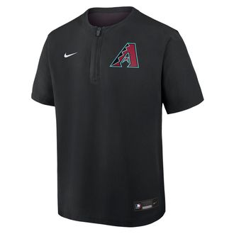 Nike Arizona Diamondbacks Authentic Collection Nike Mens Dri-FIT MLB 1/4-Zip Short-Sleeve Windshirt in Black | 04HF0GIMDQS-Q9T