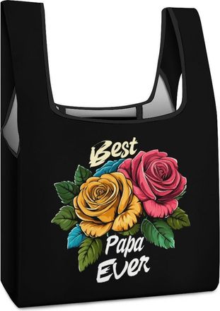 Generic Best Papa Ever Shopping Bag Reusable Grocery Tote Bag Foldable Handbag for Travel Picnic