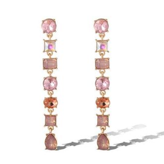 Jessica Simpson Light Pink Crystal Linear Drop Earrings in Light Pink/gold at Nordstrom