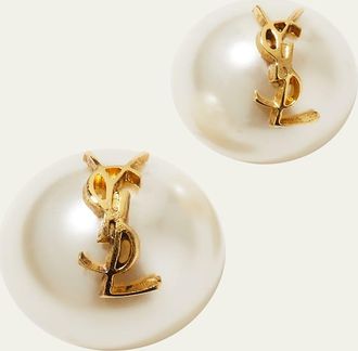Saint Laurent YSL Pearly Stud Earrings