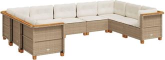 vidaXL Set De Sof&aacute;s De Jard&iacute;n Con Cojines 9 Pzas Rat&aacute;n Sint&eacute;tico Beige Vidaxl