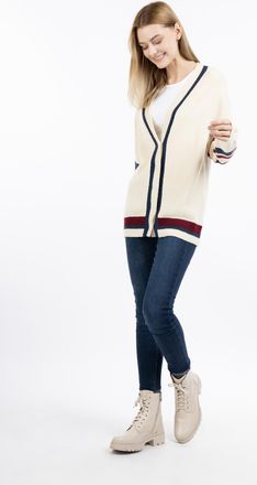 Dreimaster Dreimaster Vest met knopen Dames Wol Wit Veelkleurig