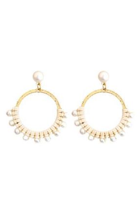 Panacea Genuine Pearl Embellished Drop Earrings in White at Nordstrom Rack