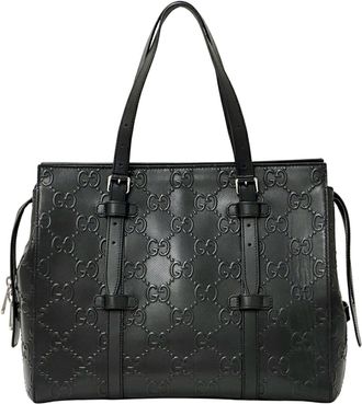 Gucci Black Leather Tote Bag (Pre-Owned)