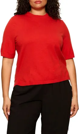 Sanctuary Perfect Short Sleeve Sweater T-Shirt in Red Energy at Nordstrom, Size 1X