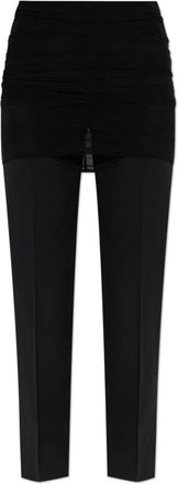 Maison Margiela Geplooide broek - Dames - Slim Fit Broeken - Zwart - S - Leer - Broeken