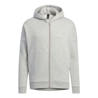 adidas Solid Color Minimalistic Alphabet Printing Zipper Cardigan Jacket Gray HM2683