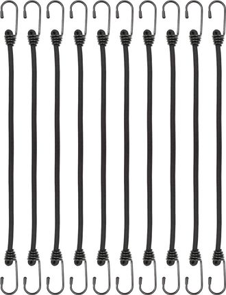 OEM Paquete De 10 Cuerdas El&aacute;sticas De 30 Cm Con Ganchos - Resistentes Para Lonas, Tiendas De Campa&ntilde;a, Toldos Y Accesorios De Camping (negras)