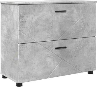 vidaXL Gabinete De Ba&ntilde;o Con Caj&oacute;n Gris Concreto 76,5 X 35 X 64 Cm Vidaxl