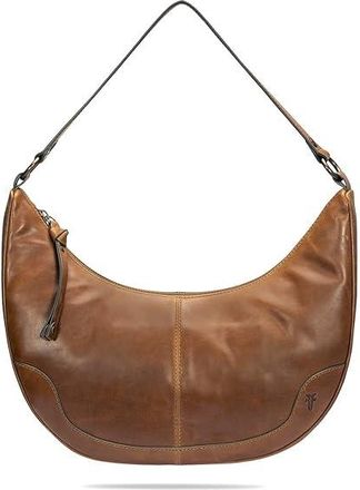 Frye Melissa Cresent Hobo Shoulder Womens Handbags Cognac, Canvas/Cotton/Leather