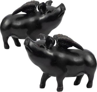 A&B Home Set Of 2 Flying Pig Sculptural Accent