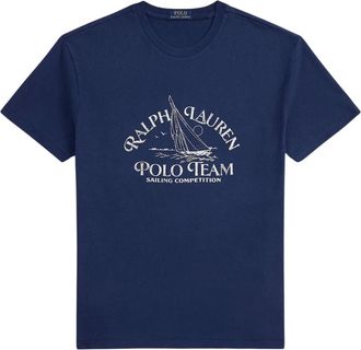 Ralph Lauren Tops, Heren, Blauw, XL, Katoen, Klassiek T-shirt met normale pasvorm