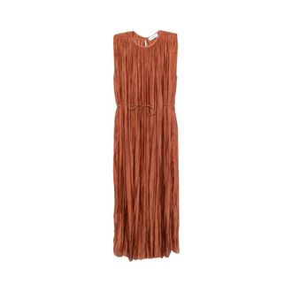 Roberto Collina Maxi Dresses, female, Brown, Size: M Abito Pliss&egrave;