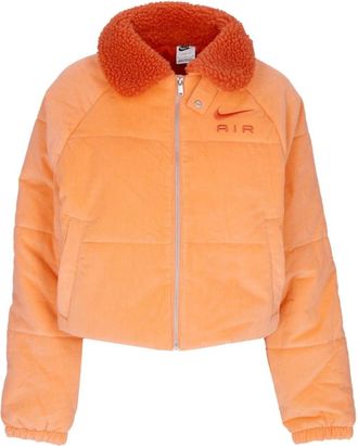 Nike Ribfluwelen Winterjas Oranje - Dames - Fleece jassen - Oranje - L - Katoen - Fitness