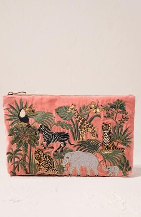 Elizabeth Scarlett World Wildlife Velvet Everyday Pouch in Coral at Nordstrom
