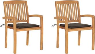 vidaXL Sillas De Jard&iacute;n 2 Uds Cojines Madera Maciza De Teca Gris Taupe Vidaxl