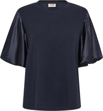 Mos Mosh MMAstin Basic Tee - Dames - T-shirts - Blauw - XS - Katoen - Tops