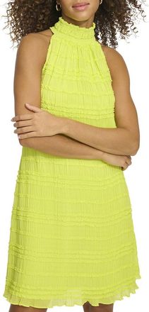 Kensie Smocked Embroidered Woven Mini Dress