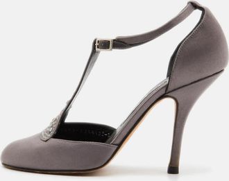 Gina Grey Satin Crystal Embellished T-Bar Ankle Strap Pumps