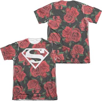 Gildan Superman Super Floral (Front/Back Print) Adult Poly/Cotton Short Sleeve Tee / T-Shirt