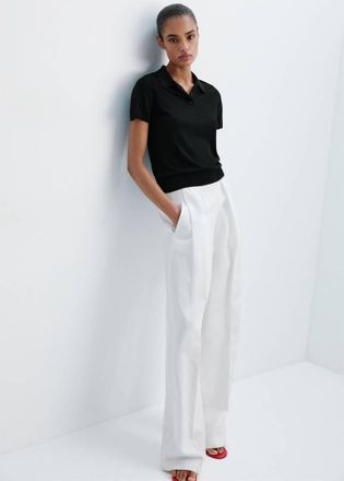 Mango Pullover collo polo maglia sottile nero - Donna - XXS - MANGO