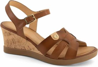 Andrea Womens Ankle-Strap Wedge Sandals In Brown