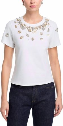 Cinq &agrave; Sept Tumbling Flowers Shrunken Tee In White