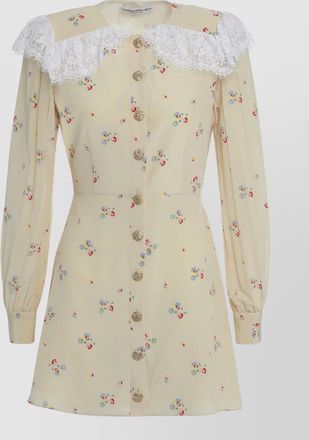 Alessandra Rich floral shirt dress lace collar neckline