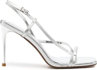 Sergio Moretti Gray High Stiletto Adjustable Ankle Strap Leather Sandals