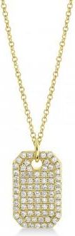 Allurez Diamond Dog Tag Pendant Necklace 14k Yellow Gold (0.90ct)