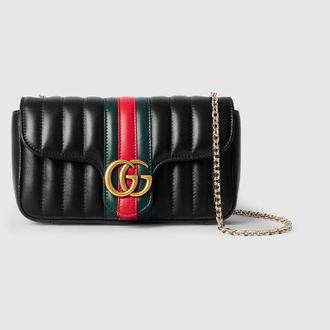 Gucci Jetset GG Marmont Small Shoulder Bag, Black, Leather