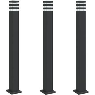 vidaXL L&aacute;mparas De Suelo De Exterior 3 Unidades Aluminio Negro 110 Cm Vidaxl