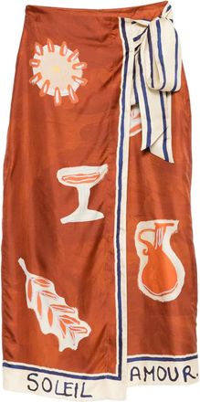 Alemais Gonna midi con stampa - Marrone