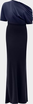 Amsale Asymmetric Draped Bodice Long Gown