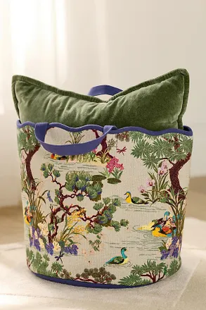 Anthropologie Printed Scallop Cotton Basket