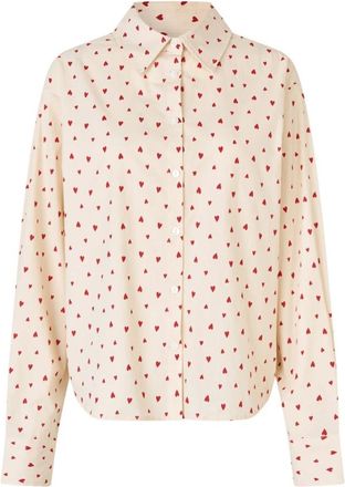 Lollys Laundry Rode overhemd met lange mouwen - Dames - Overhemden - Rood - S - Katoen - Overhemden