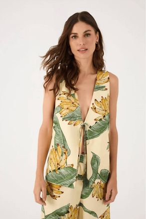 Dress To Paradise Print Vest In Beige