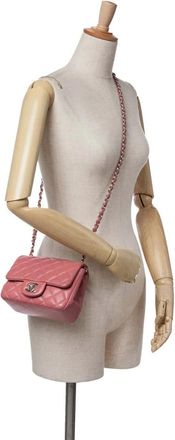 Chanel Hobo Bags - 2019 Mini Square Classic Lambskin Single Flap - Gr. unisize - in Rosa - für Damen