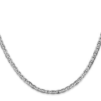 Diamond2Deal 14K White Gold 3mm Concave Anchor Chain Necklace